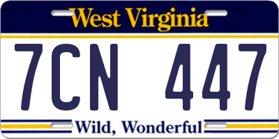 WV license plate 7CN447