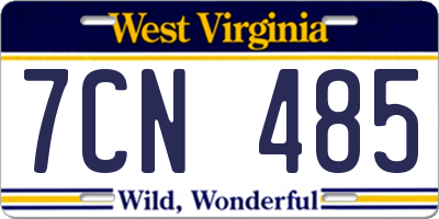 WV license plate 7CN485