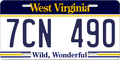 WV license plate 7CN490