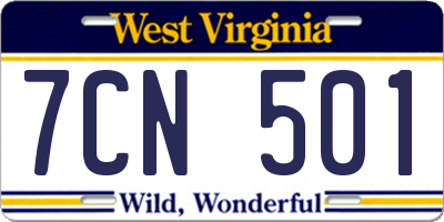 WV license plate 7CN501