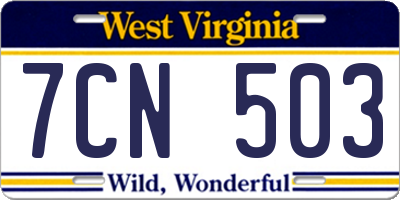 WV license plate 7CN503