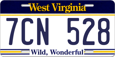 WV license plate 7CN528
