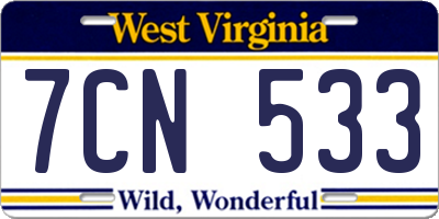 WV license plate 7CN533