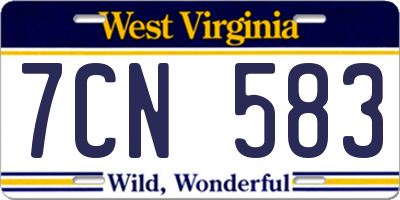 WV license plate 7CN583