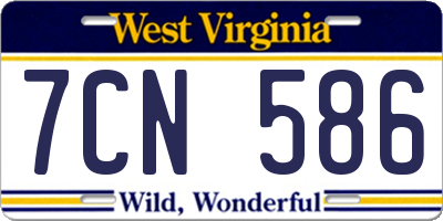 WV license plate 7CN586
