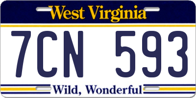 WV license plate 7CN593