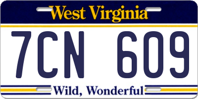 WV license plate 7CN609