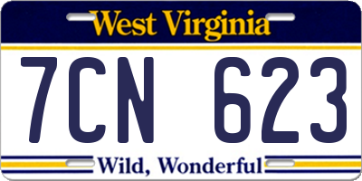 WV license plate 7CN623