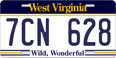 WV license plate 7CN628