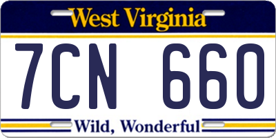 WV license plate 7CN660