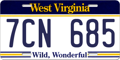 WV license plate 7CN685