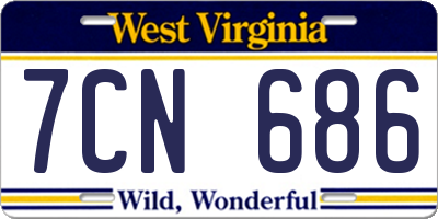 WV license plate 7CN686