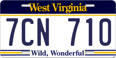 WV license plate 7CN710
