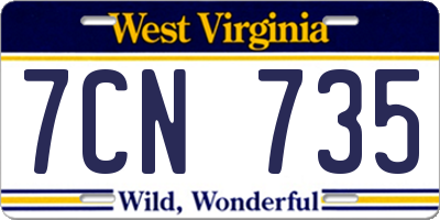 WV license plate 7CN735