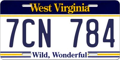 WV license plate 7CN784