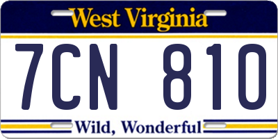 WV license plate 7CN810