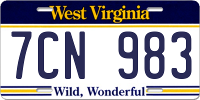 WV license plate 7CN983