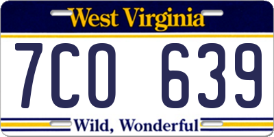 WV license plate 7CO639