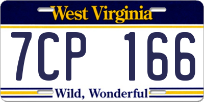 WV license plate 7CP166