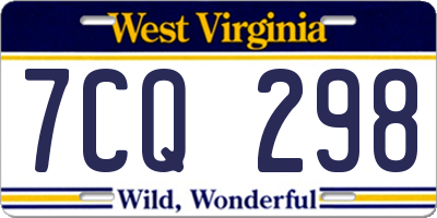 WV license plate 7CQ298