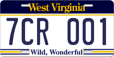 WV license plate 7CR001