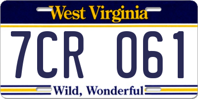 WV license plate 7CR061