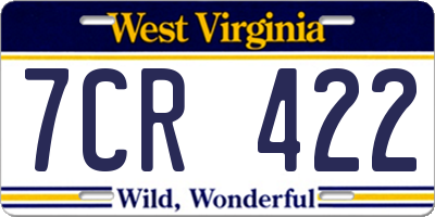 WV license plate 7CR422