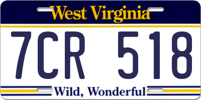 WV license plate 7CR518