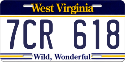 WV license plate 7CR618