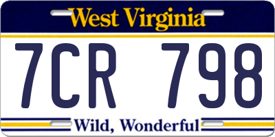 WV license plate 7CR798