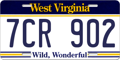 WV license plate 7CR902