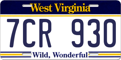 WV license plate 7CR930