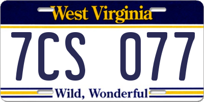 WV license plate 7CS077