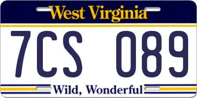 WV license plate 7CS089