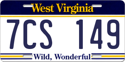 WV license plate 7CS149