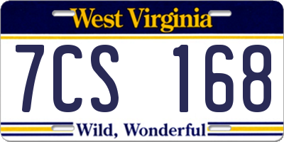 WV license plate 7CS168