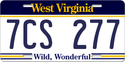 WV license plate 7CS277