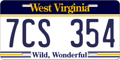 WV license plate 7CS354
