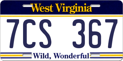 WV license plate 7CS367