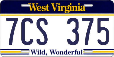 WV license plate 7CS375