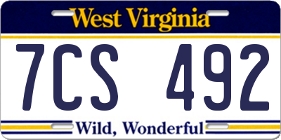 WV license plate 7CS492