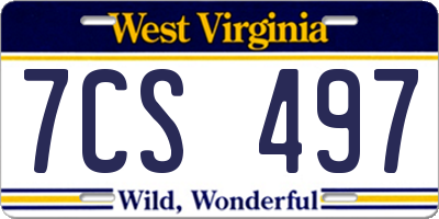WV license plate 7CS497