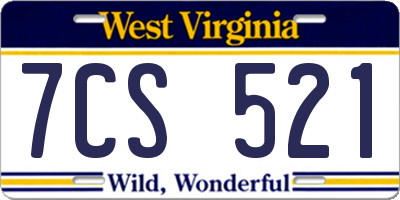 WV license plate 7CS521