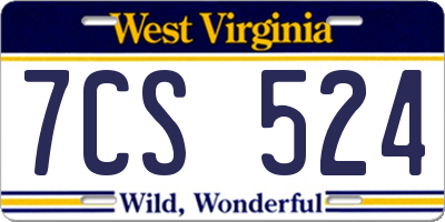 WV license plate 7CS524