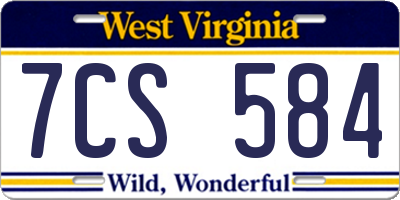 WV license plate 7CS584