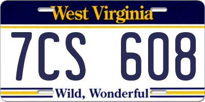 WV license plate 7CS608