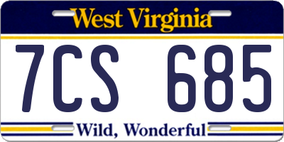 WV license plate 7CS685