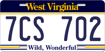 WV license plate 7CS702