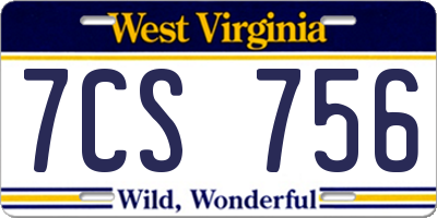 WV license plate 7CS756