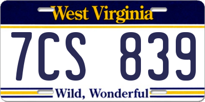 WV license plate 7CS839